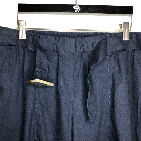 J JILL navy blue crop linen wide-leg pants M - p - Picture 10 of 14